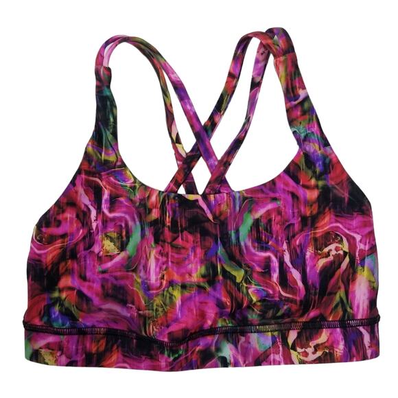 Lululemon Sports Bra Women's Size 4 Energy Bra Multicolor Abstract Criss Cross - Picture 3 of 9